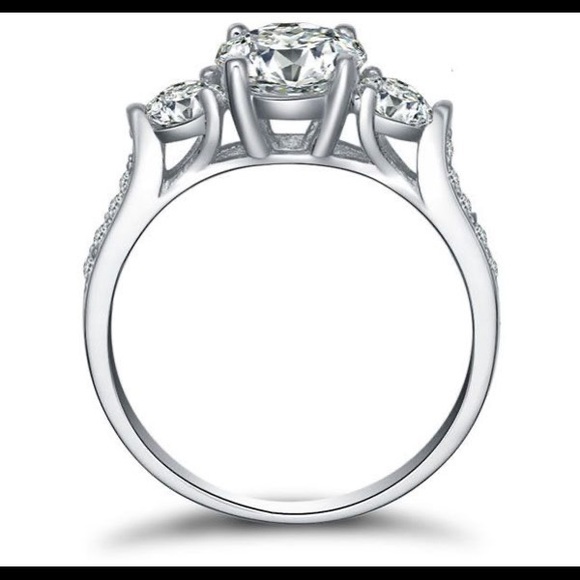 White Sapphire/Sterling Silver Round Cut Ring - Picture 4 of 14